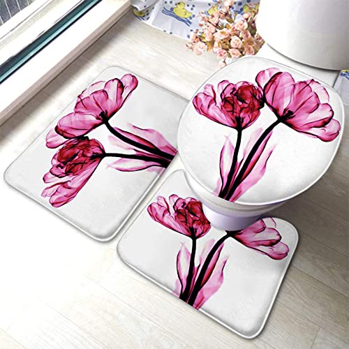 Set 3 Teilig Badvorleger Blume Moderne Romantische Blumennaturkunst Badezimmer Set Anti-Rutsch Badgarnitur Badematten, Für Badewanne, Wc-Sitz Bezug von bozhoushizhenweibaihuoyouxiangongsi