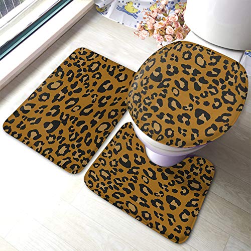 Set 3 Teilig Badvorleger Leopard Tiermuster Pelz Mode Punkt Haut Teppich Dekorative Langlebige Wc-Deckelbezug, Für Badewanne, Wohnzimmer von bozhoushizhenweibaihuoyouxiangongsi