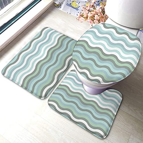 Set 3 Teilig Badvorleger Mintgrüne Chevron Wellenstreifen Bad Duschmatten Waschbar Fußmatte, Für Wohnzimmer, Wc-Sitz Bezug von bozhoushizhenweibaihuoyouxiangongsi
