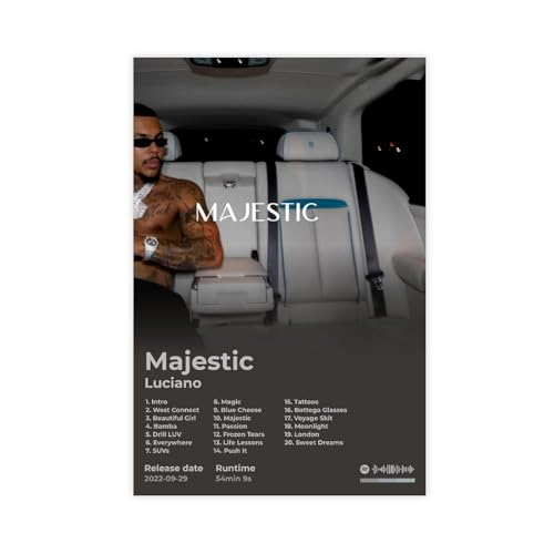 bpoejge Luciano Poster, beliebtes Rapper-Hip-Hop-Musik-Rap-Album, majestätische Cover-Fans, Geschenk, Leinwand-Poster, Schlafzimmer, Dekoration, Landschaft, Büro, Raumdekoration, Geschenk, 40 x 60 cm bpoejge Luciano Poster, beliebtes Rapper-Hip-Hop-Musik-Rap-Album, majestätische Cover-Fans, Geschenk, Leinwand-Poster, Schlafzimmer, Dekoration, Landschaft, Büro, Raumdekoration, Geschenk, 40 x 60 cm von bpoejge