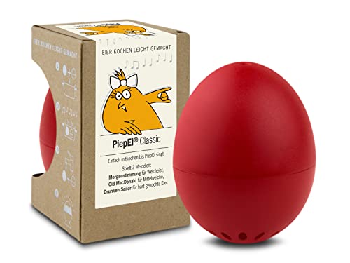 PiepEi Classic Rot - Singende Eieruhr zum Mitkochen - Eierkocher für 3 Härtegrade - Piep Ei mit 3 Melodien - Lustiges Kochei - Musik Eggtimer - Brainstream von Brainstream