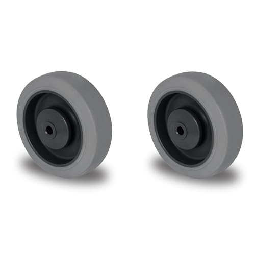Abrollwerk 2er Set Einbaurad 125 mm – Robuste graue Gummirollen mit spurloser Oberfläche, langlebige M10 Kugellager, inklusive Achszubehör – Perfekt für geräuschlose, vielseitige Mobilität von Abrollwerk
