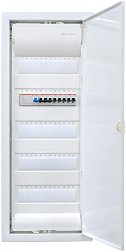 Hager Unterputzverteiler 5-reihig VU60NC ANSCHLUSSFERTIG verdrahtet mit Klemmblock. Bestückung ABB 1x FI 4-pol. + 1x 3pol + 5x 1pol LS B16A von brandelektra