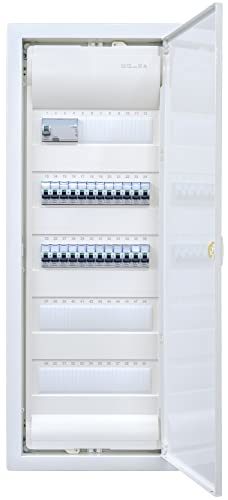 Hager Unterputzverteiler 5-reihig VU60NC ANSCHLUSSFERTIG verdrahtet mit Klemmblock. Bestückung Legrand 1x FI 4-polig + 24x LS B16A von brandelektra