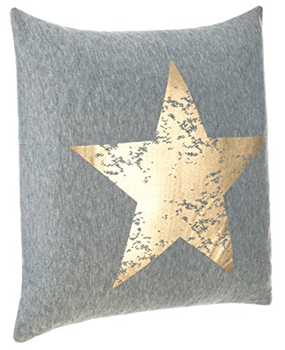 Brandsseller Dekokissen Zierkissen Couchkissen Sofakissen Motivkissen Sterndruck - mit Füllung kuschelig und weich - Größe: 45x45 cm - Grau/Gold von Brandsseller