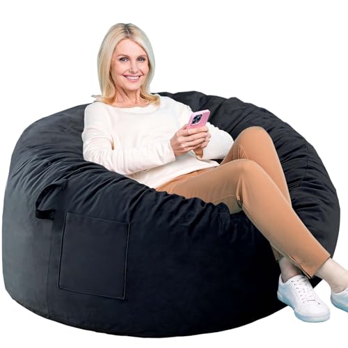 Sitzsack-Stühle, Memory-Schaum-Sitzsack-Stuhl für Erwachsene/Jugendliche/Kinder, niederländisches Samt, faule Sofamöbel mit abnehmbarem High-Rebound-Memory-Schaum für Wohnzimmer, Schlafzimmer von breadsac
