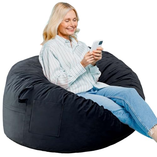 Sitzsack-Stühle, Memory-Schaum-Sitzsack für Erwachsene/Jugendliche/Kinder mit abnehmbarem Bezug mit Reißverschluss, Memory-Schaum, faule Sofamöbel für Wohnzimmer, Schlafzimmer, Studentenwohnheim von breadsac