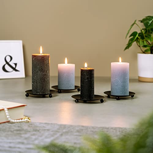 bremermann 4er-Set Kerzenhalter, Kerzenleuchter, Stumpenkerze, Metall, schwarz-matt von bremermann