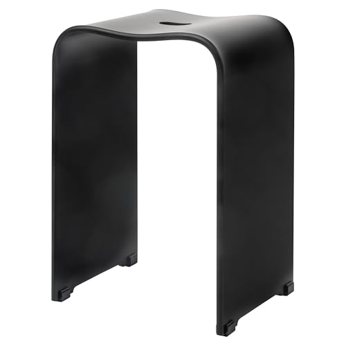 bremermann Badhocker, Duschhocker Acryl, ca. 33 x 27,5 x 48 cm (B/T/H), mit Griffmulde, ergonomisch geformt, belastbar maximal 130 kg (schwarz-matt) von bremermann