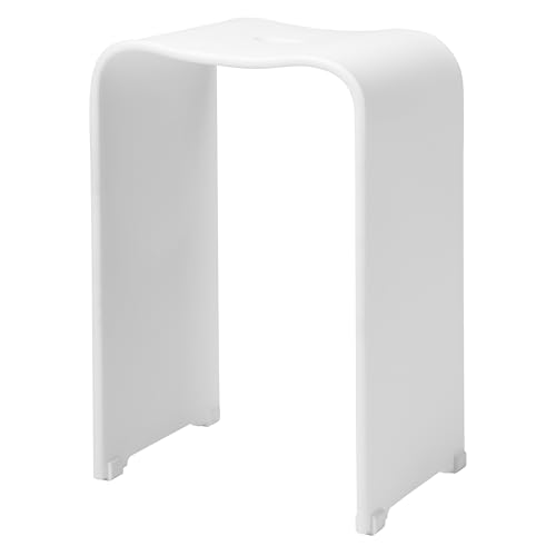 bremermann Badhocker, Duschhocker Acryl, ca. 33 x 27,5 x 48 cm (B/T/H), mit Griffmulde, ergonomisch geformt, belastbar maximal 130 kg (weiß-matt) von bremermann