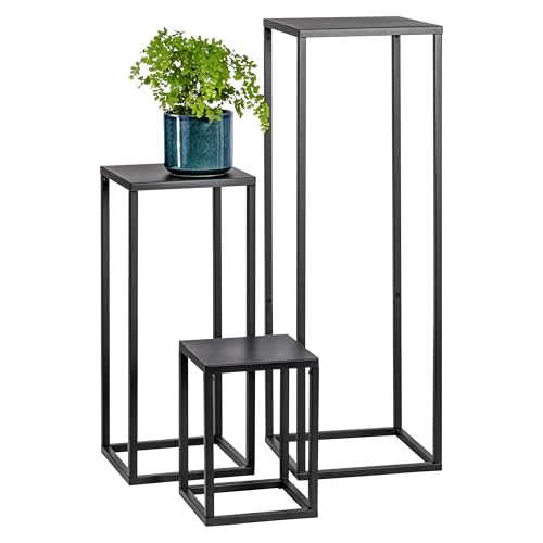 bremermann Blumenhocker 3er-Set, Metall-Blumenständer, Blumensäule (Black) von bremermann