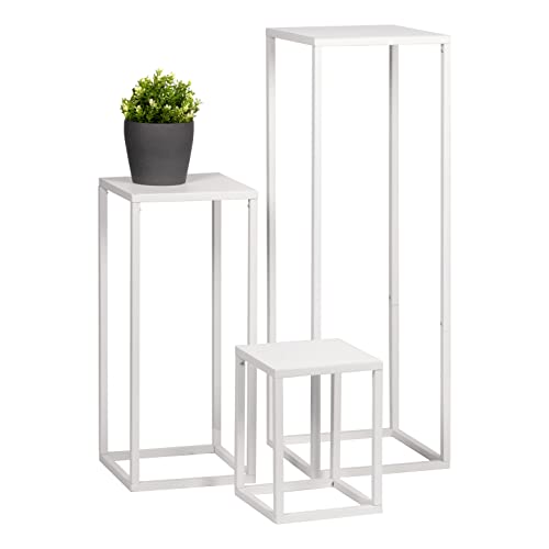 bremermann Blumenhocker 3er-Set, Metall-Blumenständer, Blumensäule (White) von bremermann