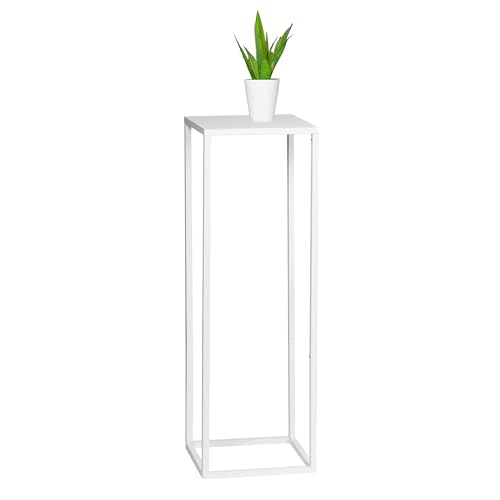 bremermann Blumenhocker, Metall-Pflanzenständer, moderne Blumensäule ideal für Wohnzimmer, Flur und Büro, platzsparendes Regal für Dekoration und Zimmerpflanzen, aus Metall in weiß von bremermann