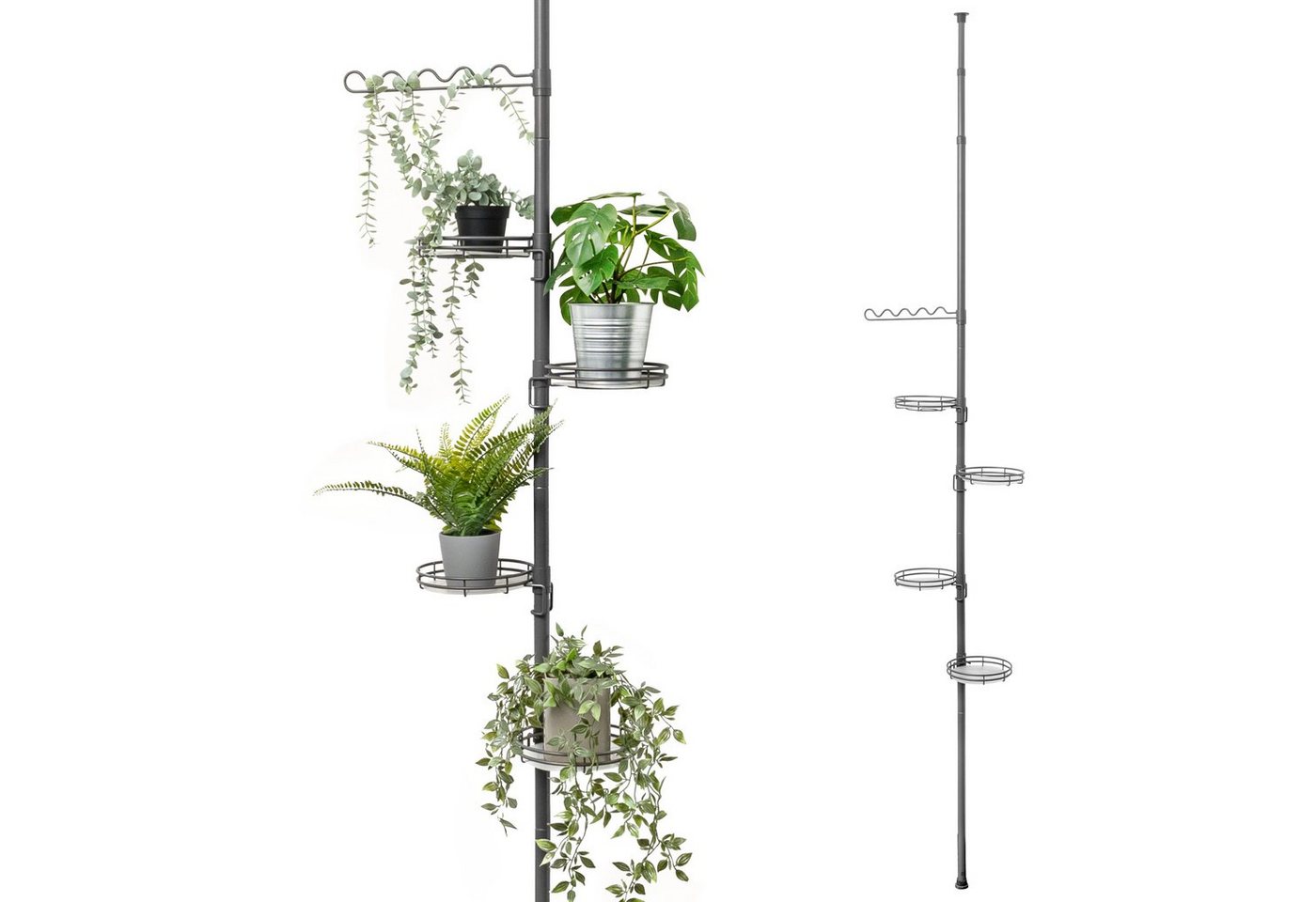 bremermann Blumenständer Teleskop-Blumenregal mit 4 Ablagen, höhenverstellbar, grau von bremermann