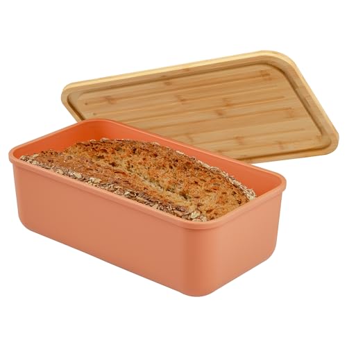 bremermann Brotkasten mit Bambus-Deckel, Brotbox mit Schneidebrett, Brottopf (rotbraun) von bremermann