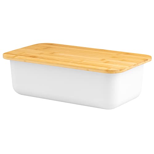 bremermann Brotkasten mit Bambus-Deckel, Brotbox mit Schneidebrett, Brottopf (Weiß) von bremermann