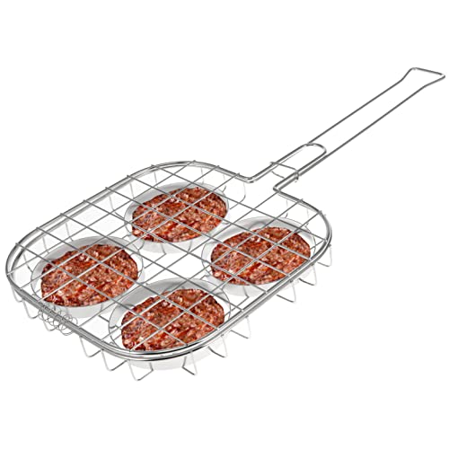 bremermann Burger-Grillhalter für 4 Burger Patties // Edelstahl // ca. 57 x 26 cm // Burgergriller Grillkorb von bremermann