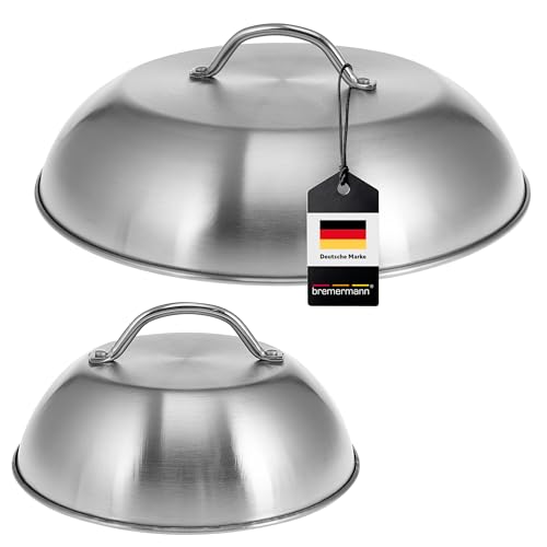 bremermann Burgerhauben-Set 2er mit Ø 22,5 + 32 cm // Grillhaube Schmelzglocke Burger-Cover // Edelstahl bremermann Burgerhauben-Set 2er mit Ø 22,5 + 32 cm // Grillhaube Schmelzglocke Burger-Cover // Edelstahl von bremermann