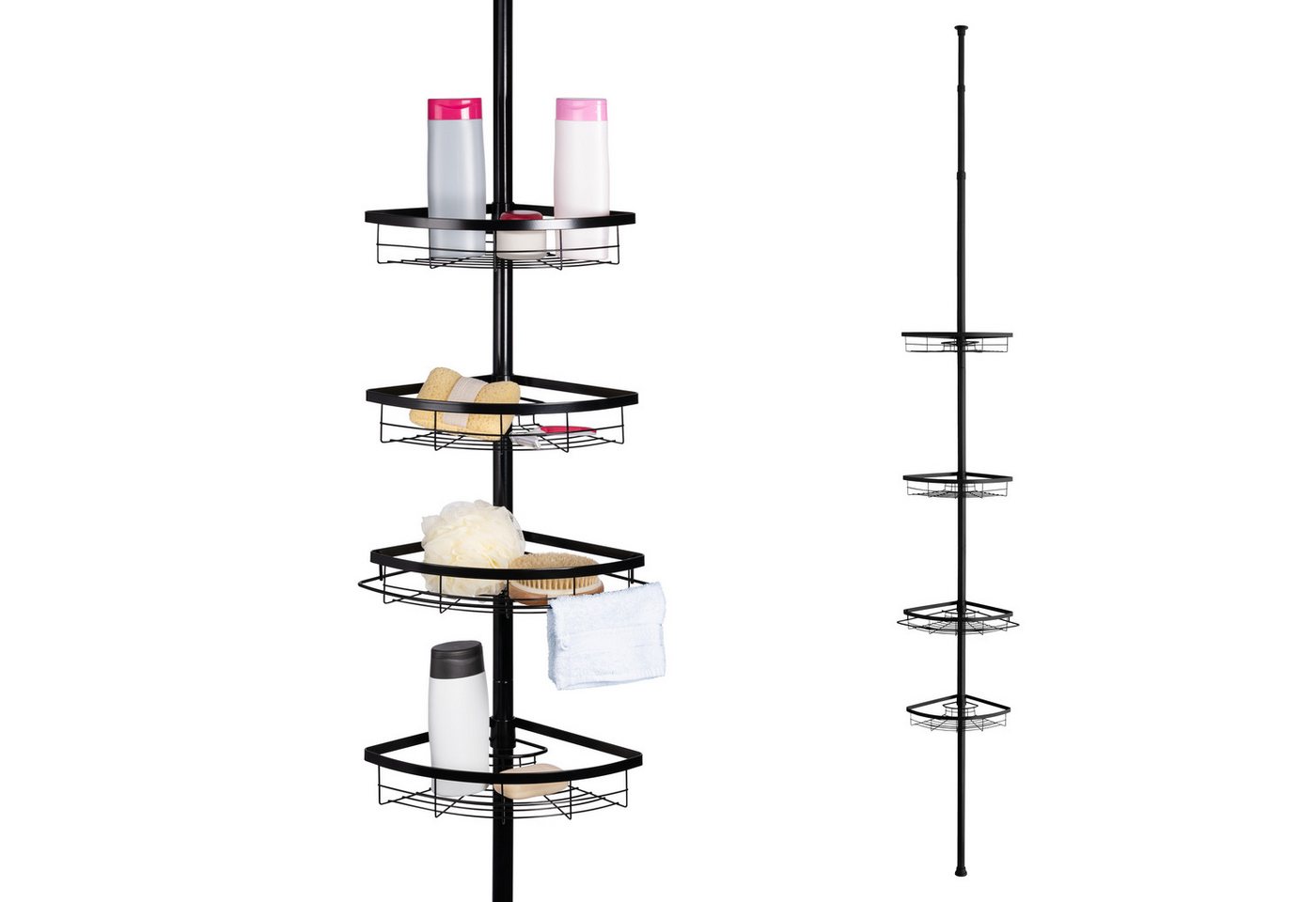 bremermann Eckregal Teleskop-Eckregal, 4 Körbe, Stange bis max. ca. 290 cm, schwarz von bremermann