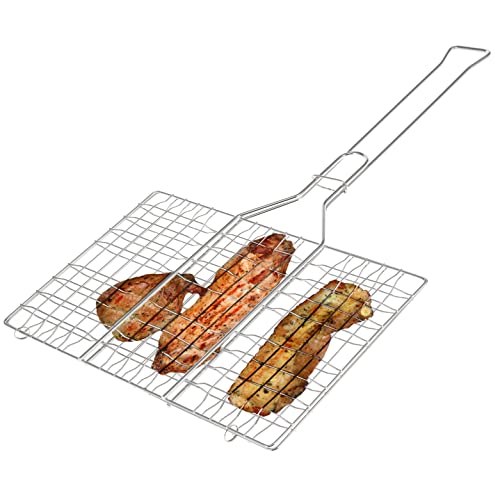 bremermann Grillgutwender rechteckig // Edelstahl mit langem Griff // ca. 34 x 56,3 cm Grillhalter von bremermann