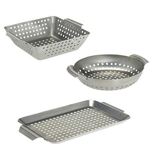 bremermann Grillkörbe 3er Set Edelstahl Grillpfanne Grillplatte von bremermann