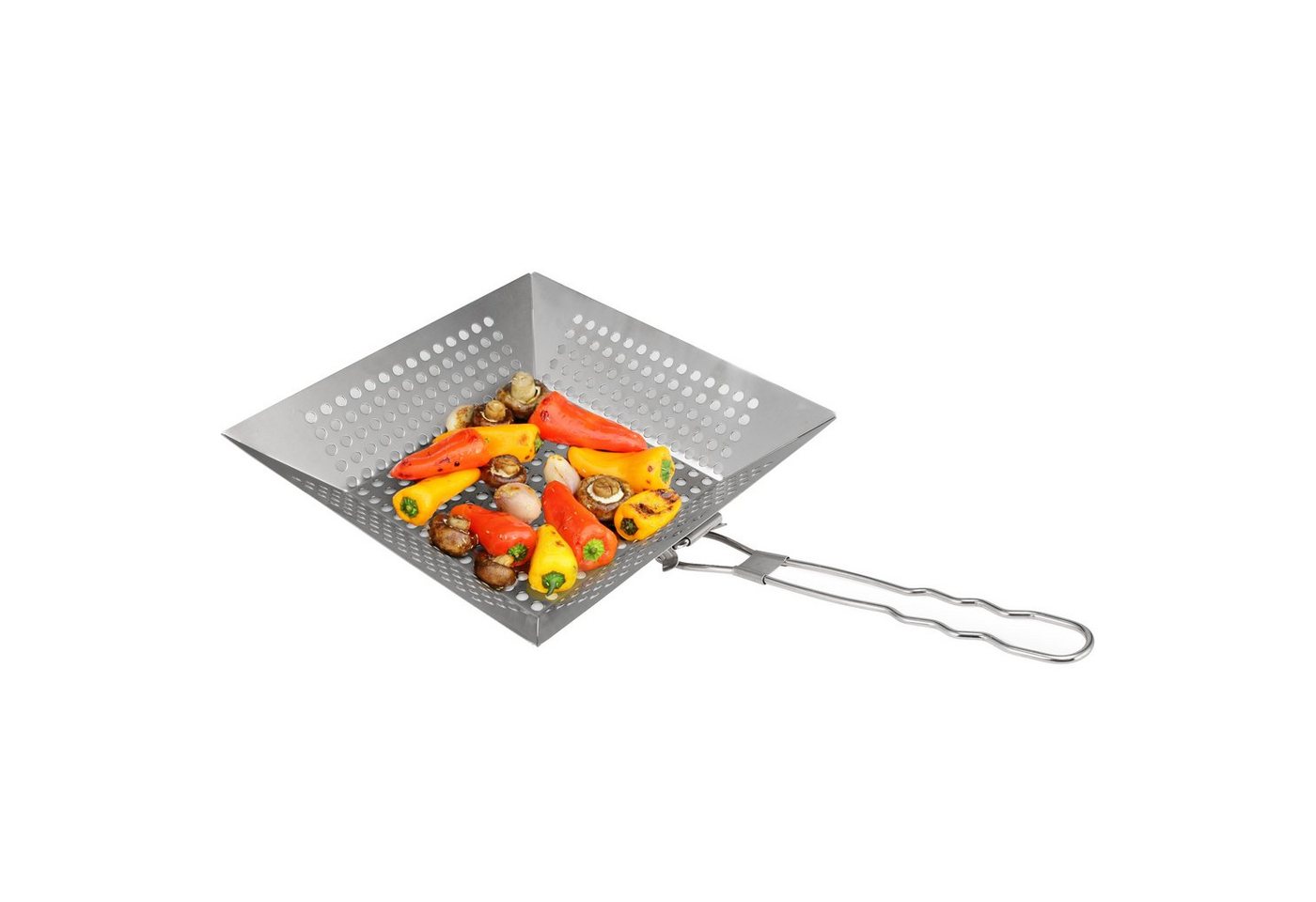 bremermann Grillpfanne Grillpfanne quadratisch // mit Klapp-Griff // Edelstahl ca. 30,5 x 6 von bremermann