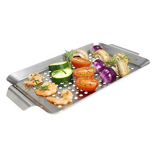 bremermann Grillplatte 32 x 1,5 x 18,5 cm Edelstahl Grillkorb Grillpfanne (1) von bremermann