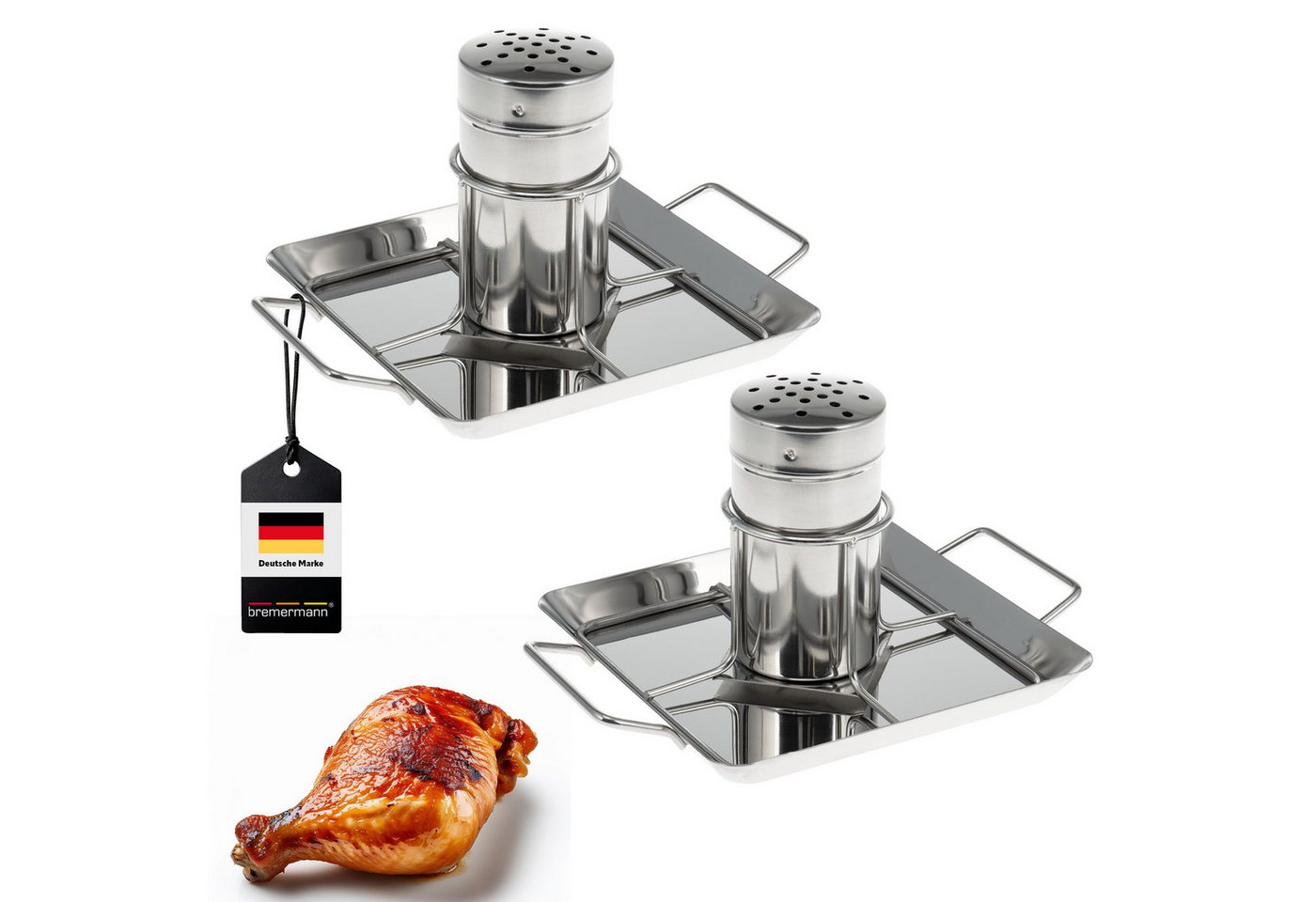 bremermann Hähnchenbräter Hähnchenbräter 2er-Set, mit Aromabehälter, Edelstahl ca. 24,5 x 18,5, (2-St) von bremermann