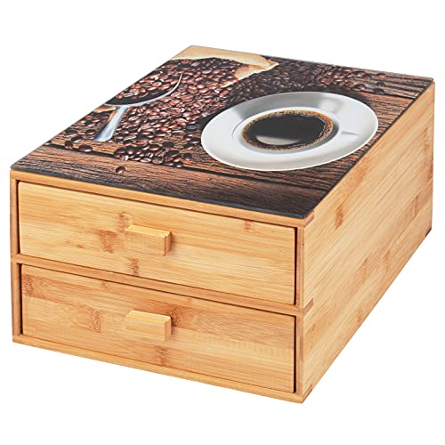 bremermann Kaffeekapsel-Box aus Bambus mit Dekor-Glasplatte // Teebeutel-Box von bremermann