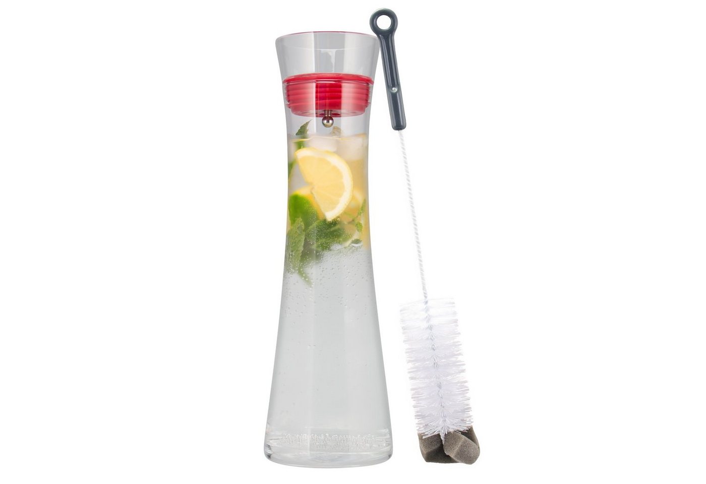 bremermann Karaffe Glaskaraffe AMISA 1,2 Liter, Wasserkaraffe, transparent (Tango red) von bremermann