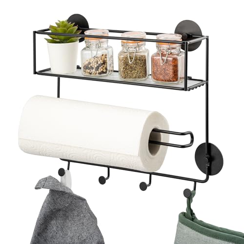 bremermann Küchen-Organizer mit Ablage, Haken und Küchenrollenhalterung zur Wandmontage, zum Kleben oder Bohren, schwarz, inkl. Montagematerial bremermann Küchen-Organizer mit Ablage, Haken und Küchenrollenhalterung zur Wandmontage, zum Kleben oder Bohren, schwarz, inkl. Montagematerial von bremermann