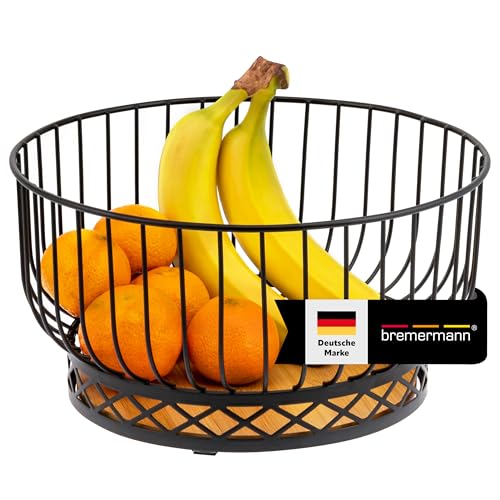 bremermann Obstkorb, Obstschale rund, Ø ca. 28,5 cm, schwarz matt, Bambusboden von bremermann