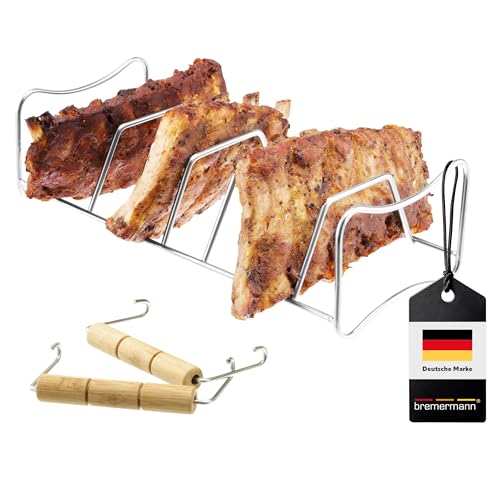 bremermann Spare Ribs- und Bratenhalter, 2in1, aus Edelstahl mit Tragegriffen, Rippchenhalter von bremermann