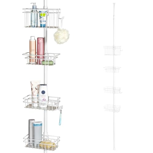 bremermann Teleskop-Badregal, 4 Körbe Duschregal bis max. ca. 290 cm (Weiß) von bremermann