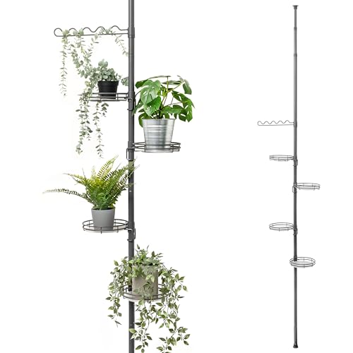 bremermann Teleskop-Blumenregal mit 4 Ablagen, Blumentreppe, höhenverstellbare Blumensäule (Grau) von bremermann