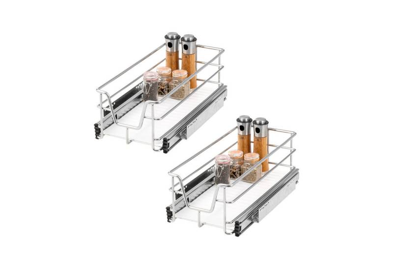 bremermann Teleskopauszug 2er Set - 40 cm mit Einlegeboden, aus Metall (Chrom) von bremermann