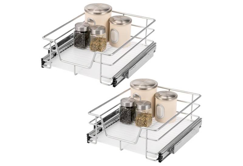 bremermann Teleskopauszug 2er Set - 45 cm mit Einlegeboden, aus Metall (Chrom) von bremermann