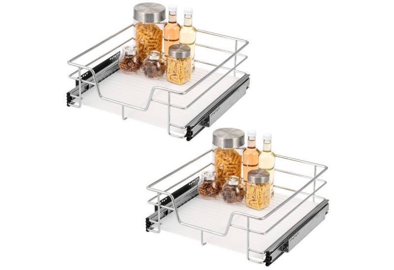 bremermann Teleskopauszug 2er Set - 50 cm mit Einlegeboden, aus Metall (Chrom) von bremermann