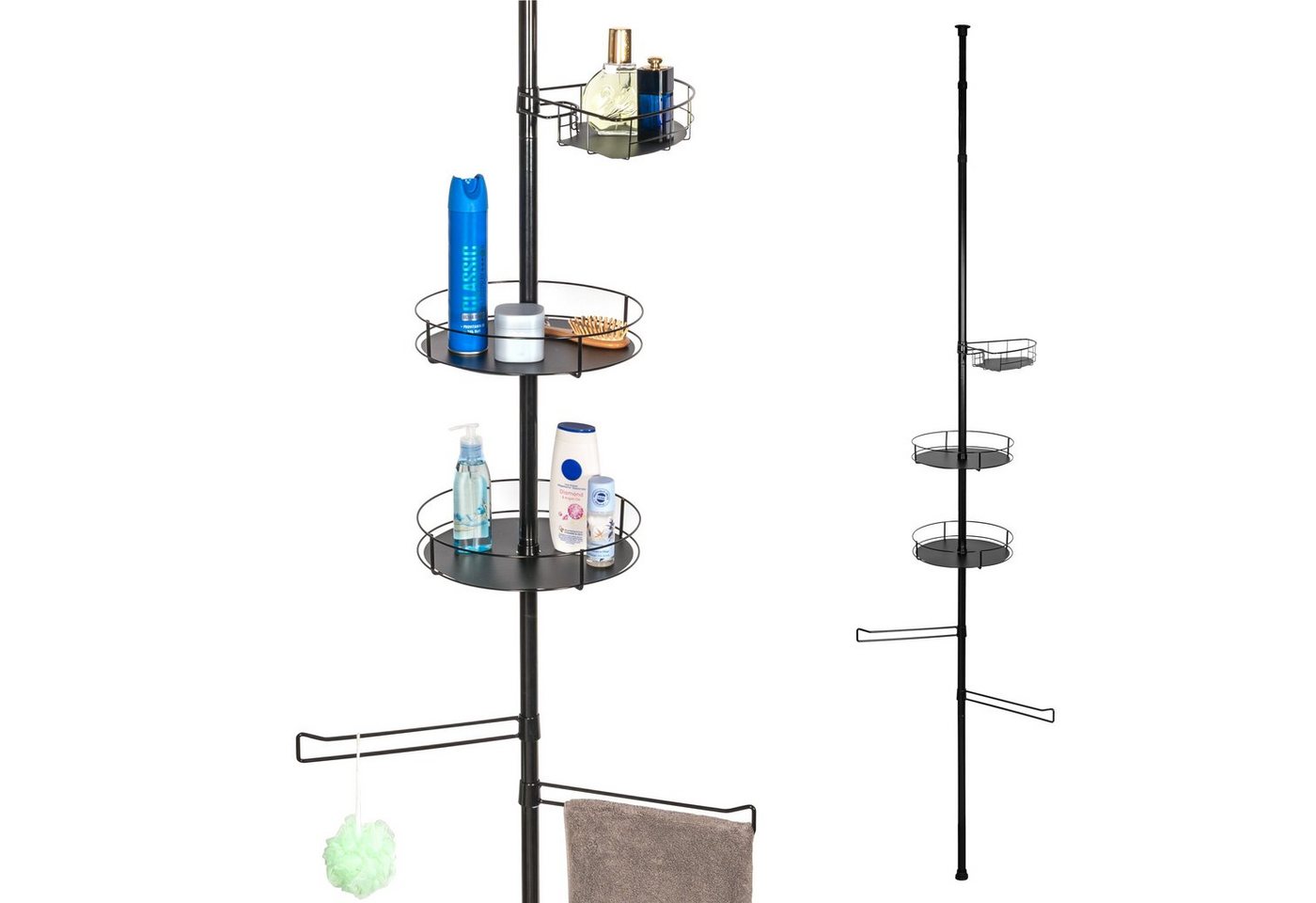 bremermann Teleskopregal Teleskop-Badregal, 3 Körbe, 2 Stangen, bis max. ca. 290 cm, schwarz von bremermann
