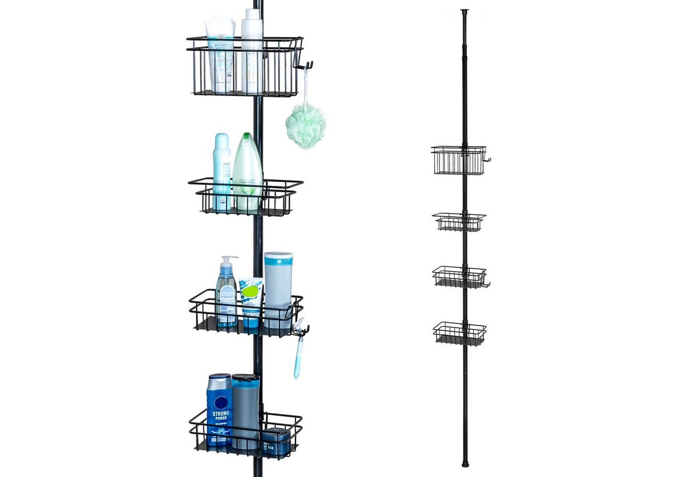bremermann Teleskopregal Teleskop-Badregal, 4 Körbe, 2 Haken, bis max. ca. 290 cm von bremermann