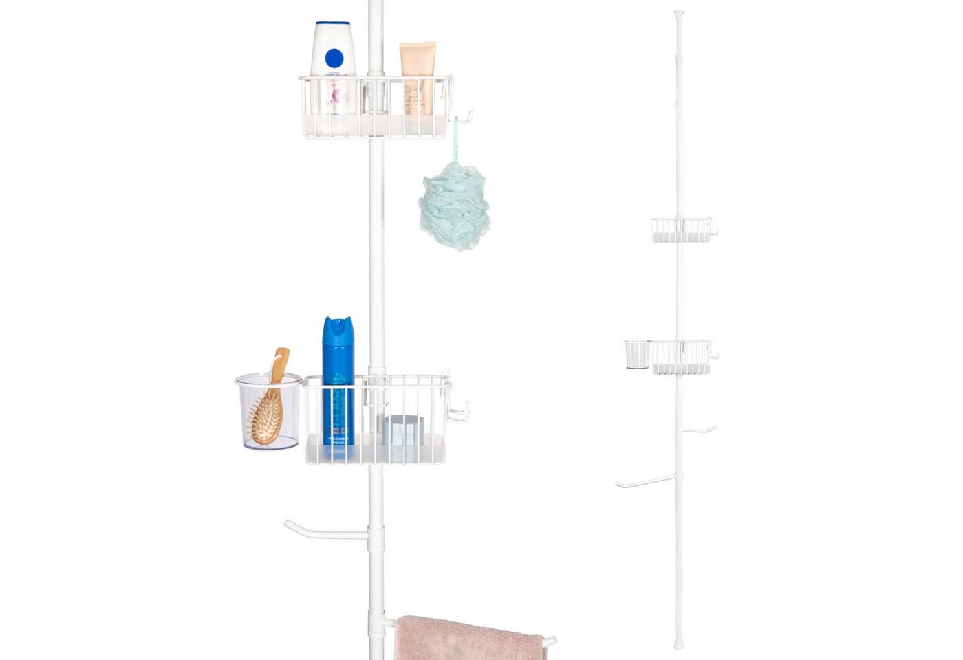 bremermann Teleskopregal Teleskop-Badregal 2 Körbe 2 Stangen, Stange bis max. ca. 290 cm, weiß von bremermann