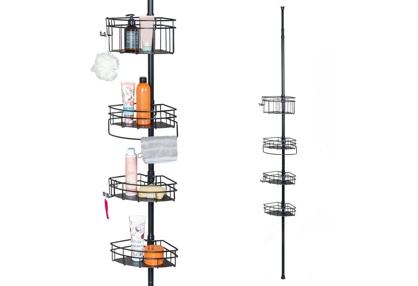 bremermann Teleskopregal Teleskop-Eckregal, 4 Körbe, 2 Haken, bis max. ca. 290 cm von bremermann