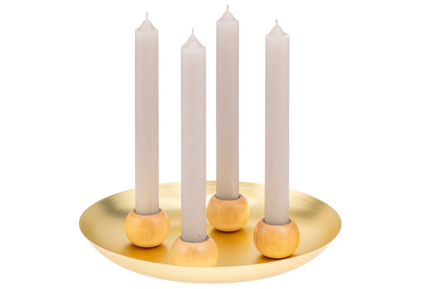 bremermann Tischkerzenhalter Tablett, 4 magnetischer Kerzenhalter, Stabkerzen Kerzenständer gold von bremermann