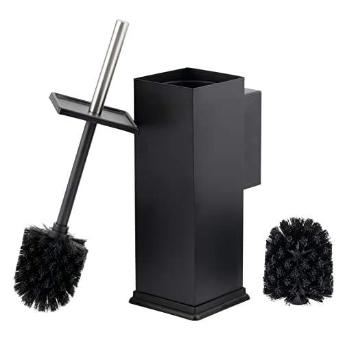 bremermann WC-Garnitur inkl. Wandhalterung, WC-Bürstenhalter, Toilettenbürstenhalter, eckig aus Edelstahl (schwarz) von bremermann