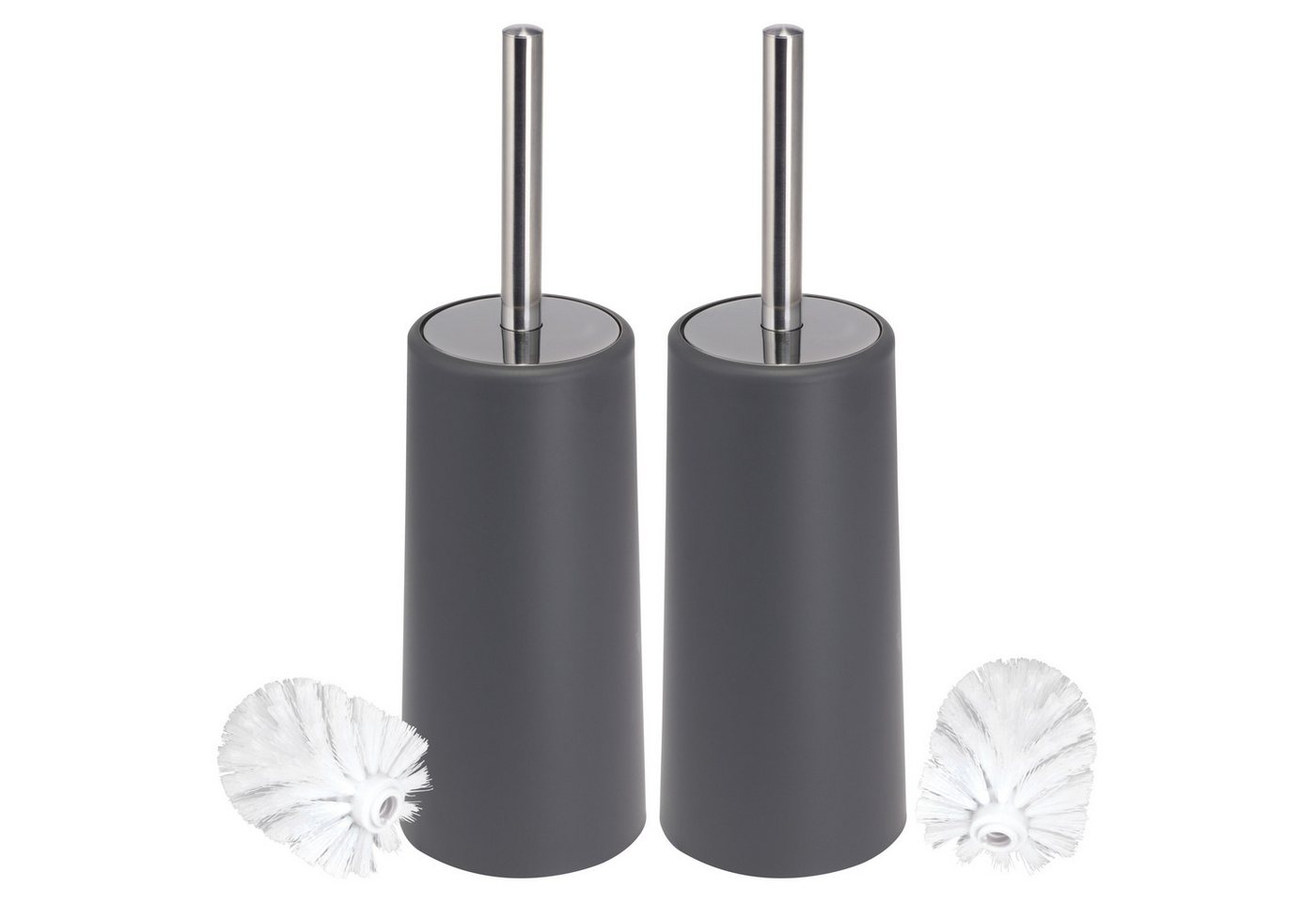 bremermann WC-Reinigungsbürste WC-Bürste Kunststoff 2er Set, grau, (2-tlg) von bremermann