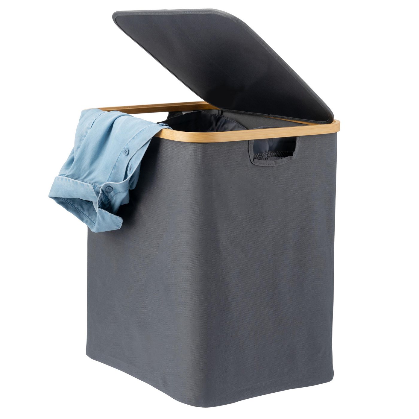 bremermann Wäschekorb Wäschesammler mit herausnehmbarem Sack und Deckel, ca. 60 Liter, grau von bremermann