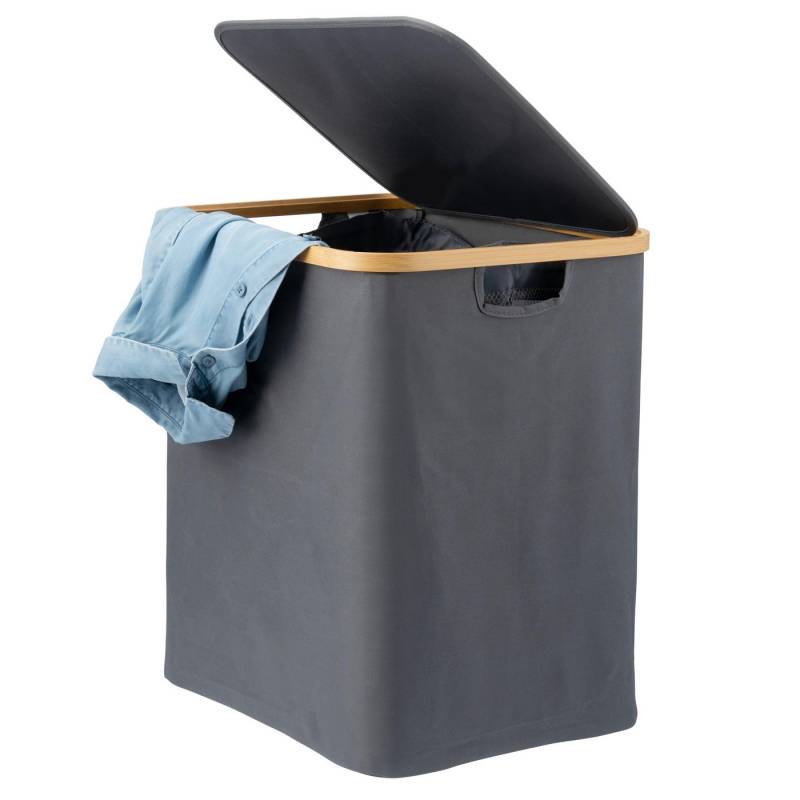 bremermann Wäschekorb Wäschesammler mit herausnehmbarem Sack und Deckel, ca. 60 Liter, grau von bremermann