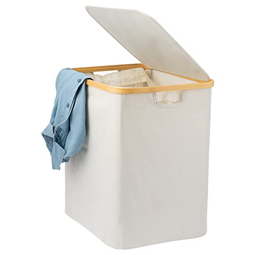 bremermann Wäschesammler, Wäschebox, Kleidertonne mit herausnehmbarem Wäschesack und Deckel ca. 60 Liter (Beige) von bremermann