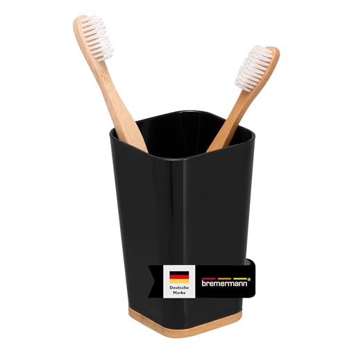 bremermann Zahnputzbecher Calvi aus Bambus und Kunststoff // Utensilienständer // Mundspülbecher (schwarz) von bremermann