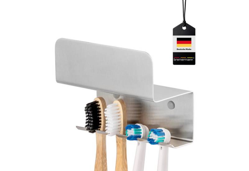 bremermann Zahnputzbecher Zahnbürstenhalter PUREZZA zum Kleben oder Bohren, Edelstahl matt von bremermann